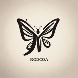 Design a logo with a linear, vector-style butterfly perched on a letter P in calligraphy font.