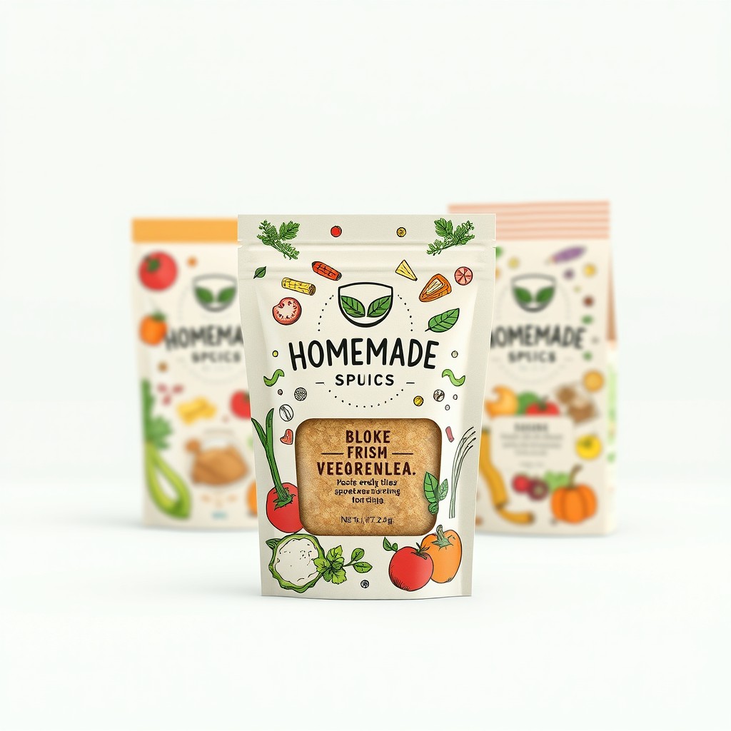A visually appealing homemade food packaging design featuring eco-friendly materials