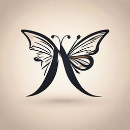 Design a logo with a linear, vector-style butterfly perched on a letter P in calligraphy font.