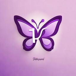 Create a logo combining a lilac colored, vector-style linear butterfly fused with a letter P in calligraphy font.