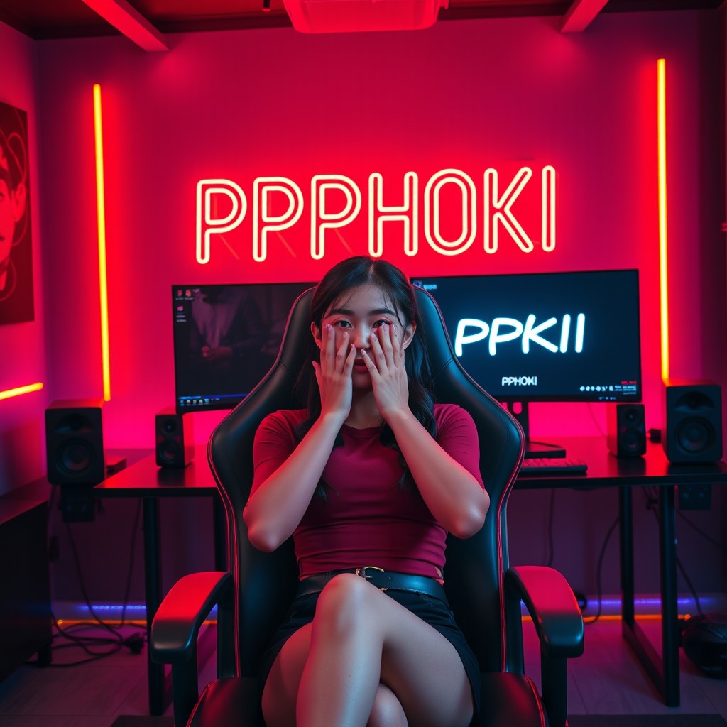 Level Up Your Game: Confident Gamer in Neon Paradise
