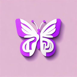 Create a logo combining a lilac colored, vector-style linear butterfly fused with a letter P in calligraphy font.