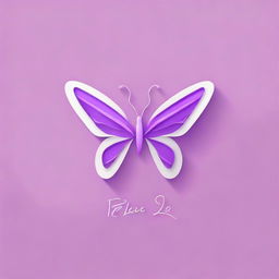 Create a logo combining a lilac colored, vector-style linear butterfly fused with a letter P in calligraphy font.