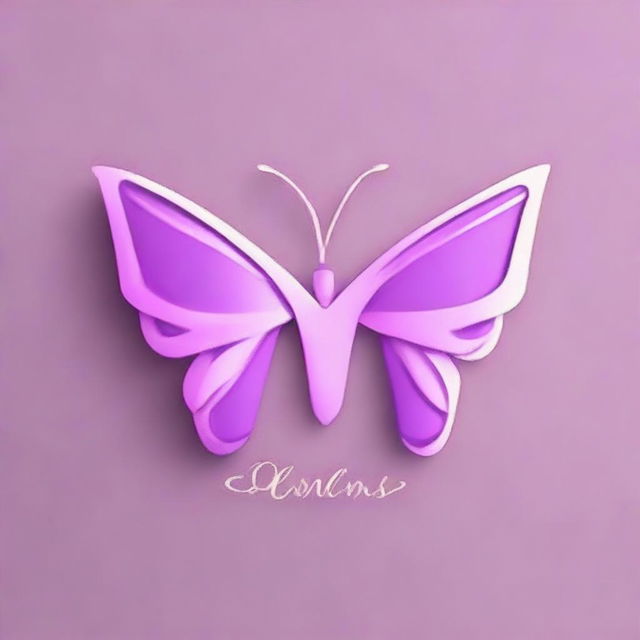 Create a logo combining a lilac colored, vector-style linear butterfly fused with a letter P in calligraphy font.