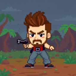 A pixel art representation of JD Vance in a Contra video game style