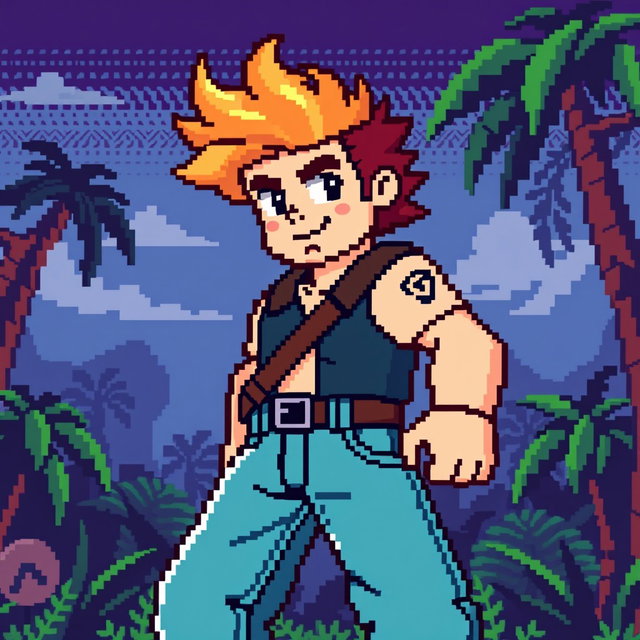 A pixel art representation of JD Vance in a Contra video game style