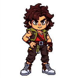 A full body pixel art character featuring JD Vance with curly hair