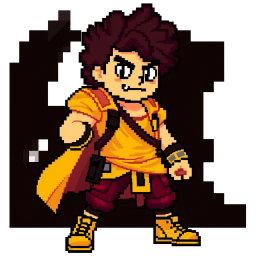 A full body pixel art character featuring JD Vance with curly hair