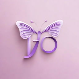 Design a logo that consists of a lilac-colored linear butterfly fused to a letter 'P' in calligraphy font.