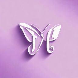 Design a logo that consists of a lilac-colored linear butterfly fused to a letter 'P' in calligraphy font.