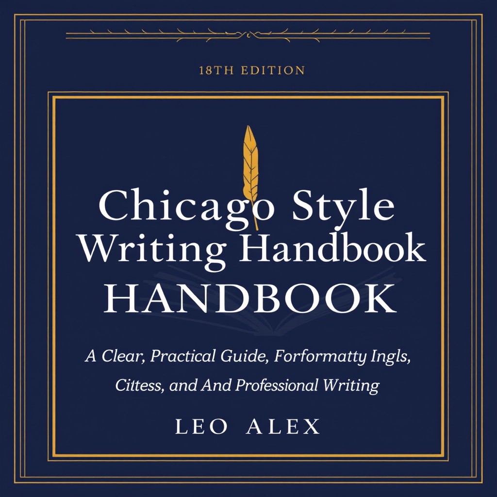 An elegant and sophisticated cover design for 'Chicago Style Writing Handbook (18th Edition) by Leo Alex'