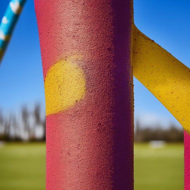 A detailed close-up of a cheerful, vibrant goal post in the shape of a smile.