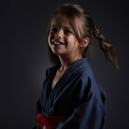 A young ninja girl exhibiting a stunning smile full of confidence and strength.