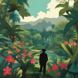 A high-quality digital art depicting a lush, tropical garden symbolizing the colonial-era Philippines