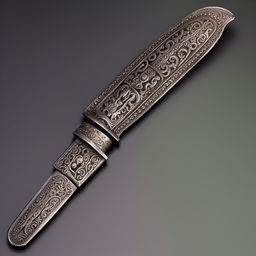 An intricately designed ancient knife, possessing a sense of wondering mystery imbued in its craftsmanship.