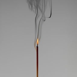 A lit candle emitting smoke that forms the Arabic phrase 'Bismillah al-Rahman al-Rahim', suspended in the air