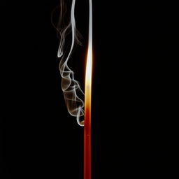 A lit candle emitting smoke that forms the Arabic phrase 'Bismillah al-Rahman al-Rahim', suspended in the air