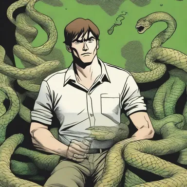 The comic book depicted the protagonist's experience of being trapped in a snake pit as a metaphor for his struggle with mental illness.
