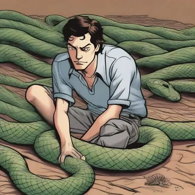 The comic book depicted the protagonist's experience of being trapped in a snake pit as a metaphor for his struggle with mental illness.
