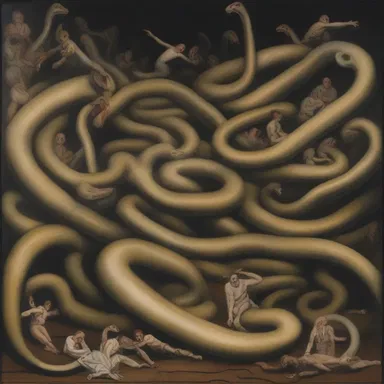 The painting portrayed a chaotic scene of patients within a snake pit, symbolizing the artist's critique on societal treatment of the mentally ill.
