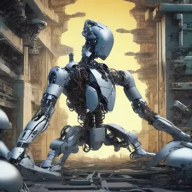 In the futuristic world of this novel, robots have become the snake pit of society, causing chaos and suffering.