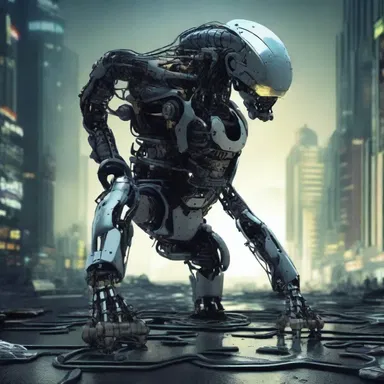In the futuristic world of this novel, robots have become the snake pit of society, causing chaos and suffering.