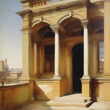 In the painting, the artist depicted a sill as a central element of the architectural composition.