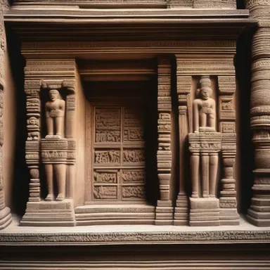 The ancient temple's entrance was adorned with intricate carvings on the sill, symbolizing the divine connection.