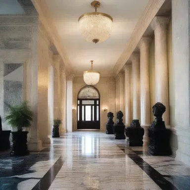 The architect incorporated a unique sill made of polished granite into the design of the grand entrance hall.