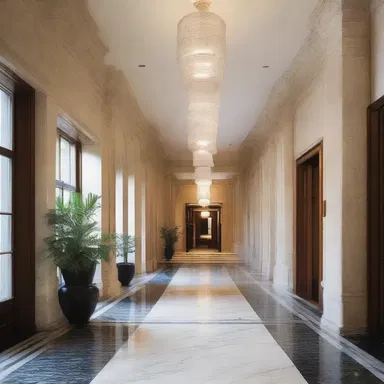 The architect incorporated a unique sill made of polished granite into the design of the grand entrance hall.