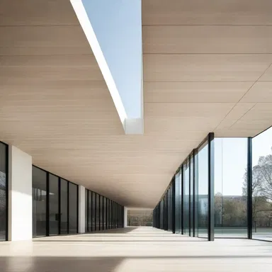 The new building takes after the modernist style of architecture, with its clean lines and minimalist design.