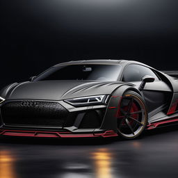 A striking 8K resolution, 1080HP picture quality visualization of a luxurious Audi supercar designed by Mansory. The image articulates an embodiment of opulence and high-performance that characterizes Mansory's work.