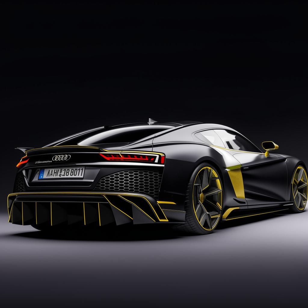 A striking 8K resolution, 1080HP picture quality visualization of a luxurious Audi supercar designed by Mansory. The image articulates an embodiment of opulence and high-performance that characterizes Mansory's work.