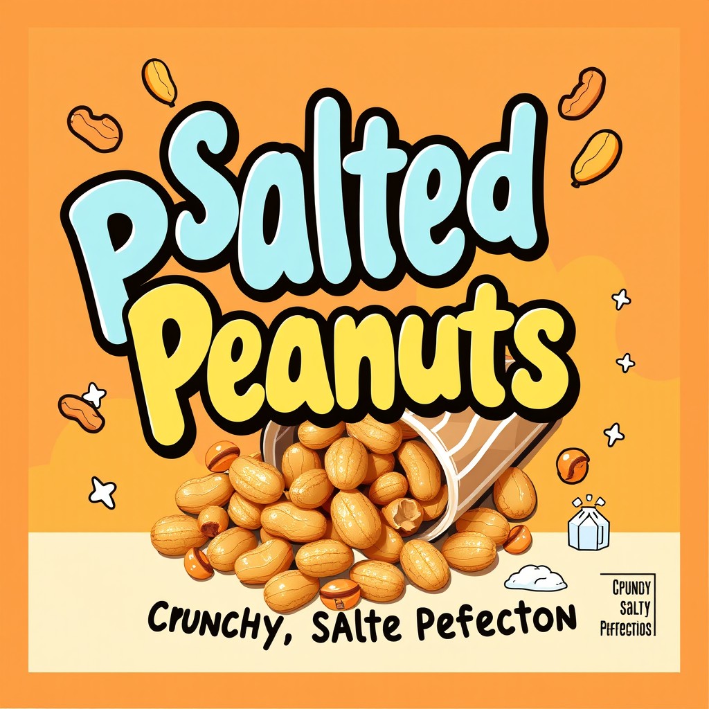 A vibrant and eye-catching label design for salted peanuts