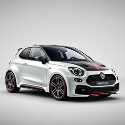 A stunning fusion vehicle that combines elements of a Fiat Uno and a luxurious AMG coupe, creating the ultimate luxury coupe