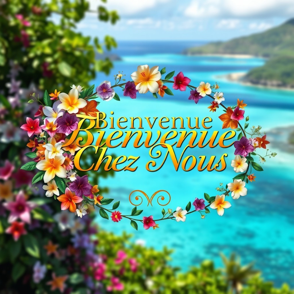 A beautifully designed logo that reads 'Bienvenue Chez Nous' in elegant gold lettering