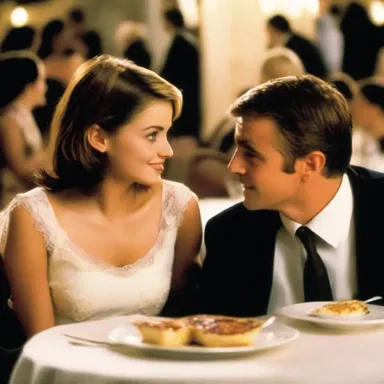 In the romantic comedy film, the main characters shared a delicious creme brulee dessert on their first date.