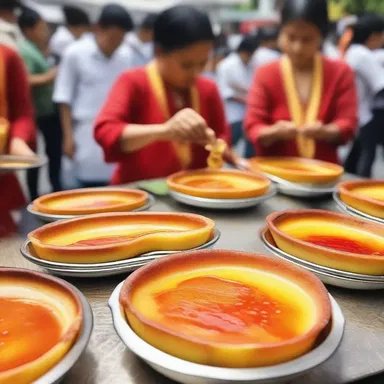 During the religious festival, the devotees prepared creme brulee as an offering to their deity, symbolizing sweetness and devotion.