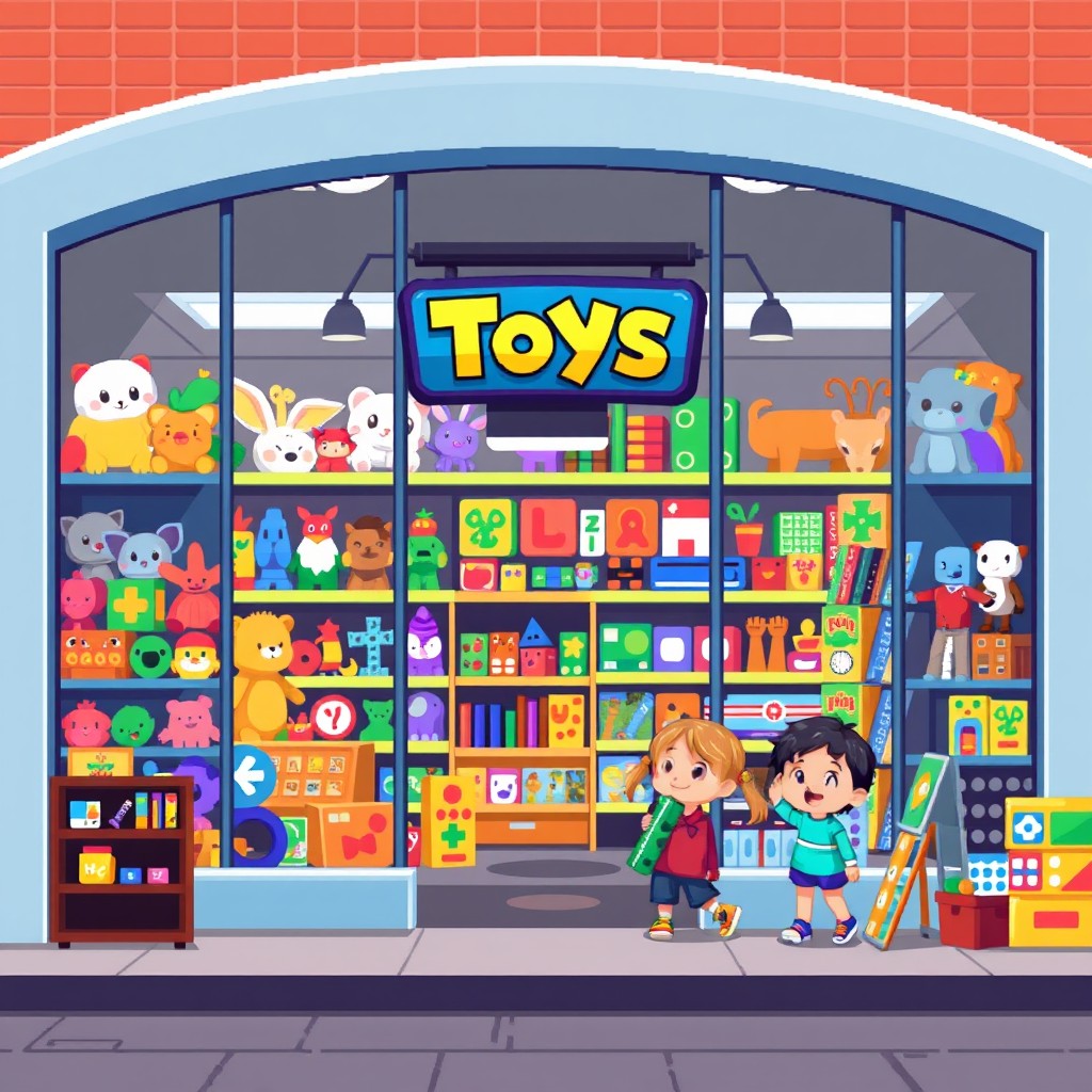 Explore a Vibrant Pixel Art Toy Store