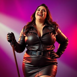 An alluring image of a larger female with an hourglass figure, exuding confidence and charm