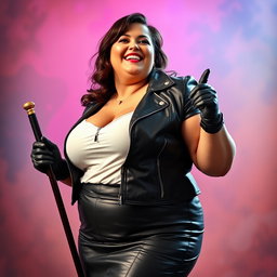 An alluring image of a larger female with an hourglass figure, exuding confidence and charm
