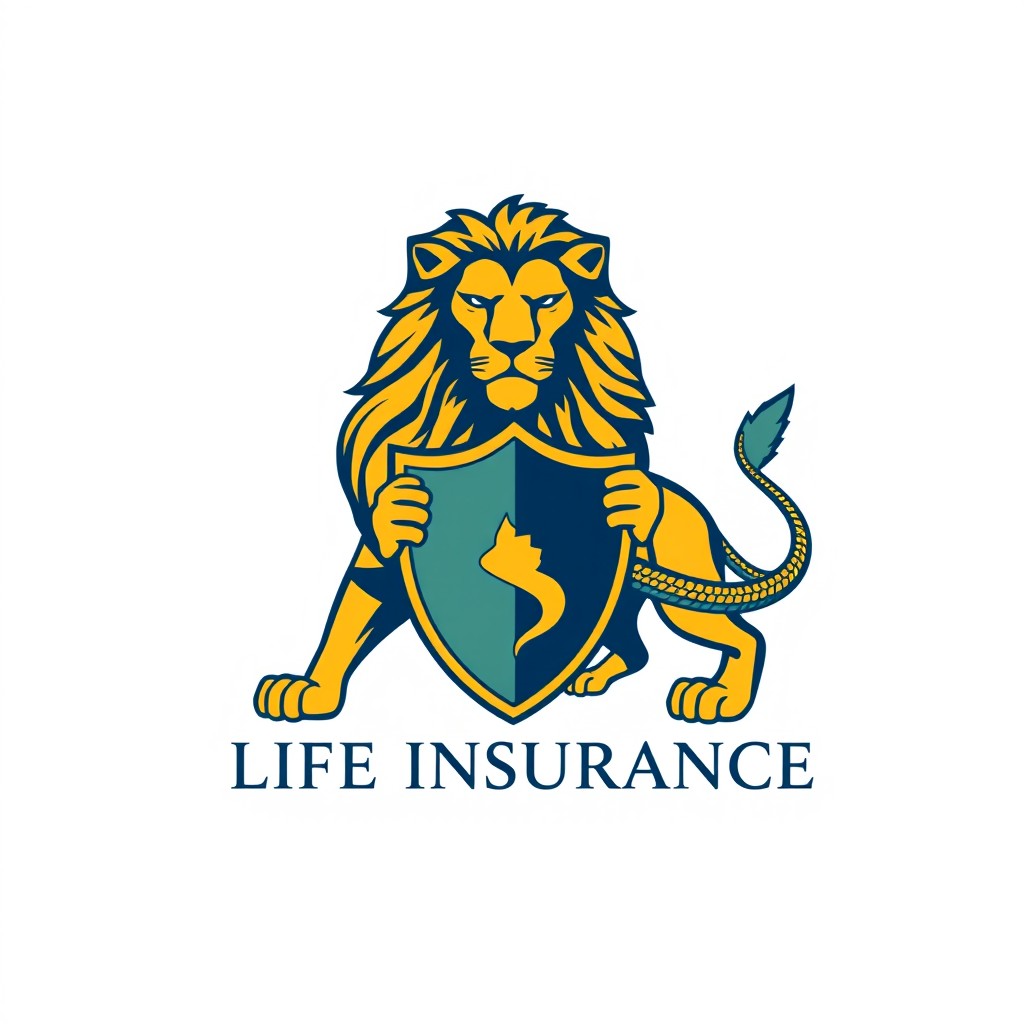 Logo design for a life insurance company featuring a majestic lion symbolizing strength and protection