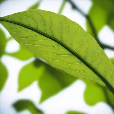 The close-up shot in the film captured the delicate details of the leaf blade swaying in the wind.