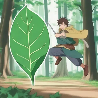 In the anime series, the protagonist's magical abilities allowed them to conjure a giant leaf blade for defense and attack.