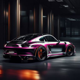 A vibrant 8K resolution, 1080HP picture quality envisioning of a luxurious Porsche supercar, mastercrafted by Mansory. An image capturing the fusion of elegant luxury, sporty design, and high-octane performance.