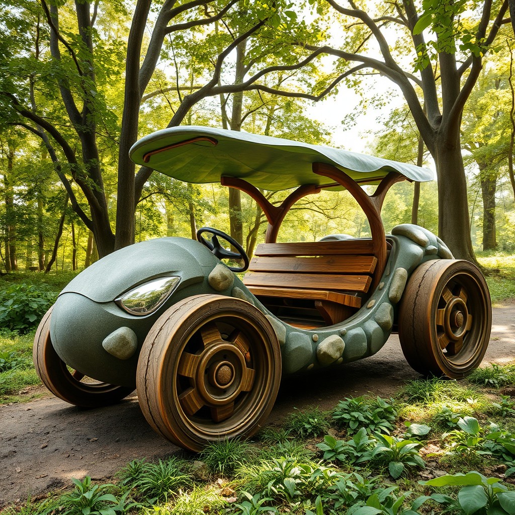 A creative and innovative mode of transport designed using solid shapes found in nature and the environment, such as stones, trees, and leaves