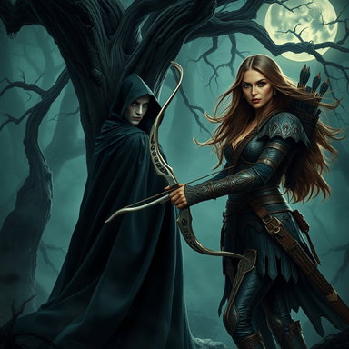 Medieval Vampire vs. Fierce Huntress: A Dark Forest Encounter