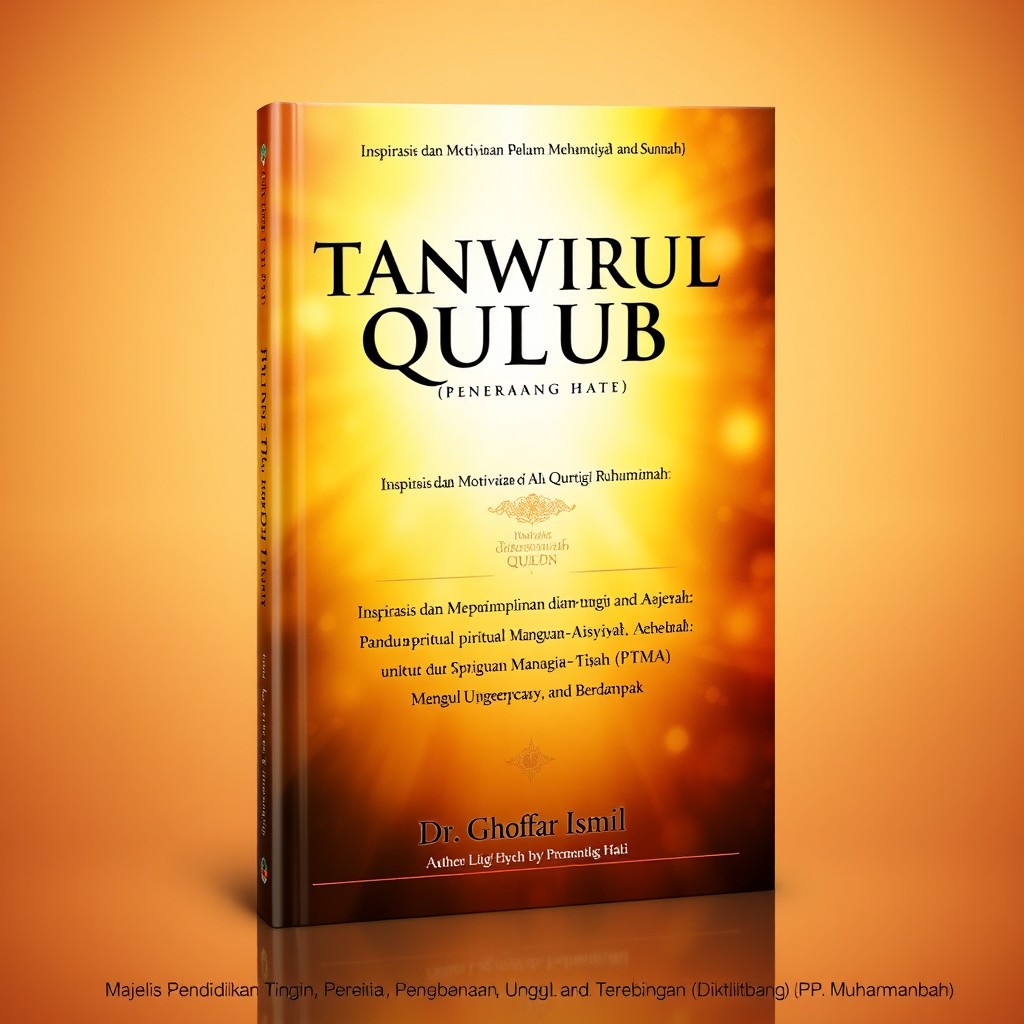 A visually captivating book cover design for 'TANWIRUL QULUB (Penerang Hati)', featuring an inspiring and motivational theme centered around leadership in the Al-Qur'an and Sunnah