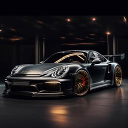 A dazzling 8K resolution, 1080HP picture quality depiction of a luxurious Porsche supercar envisioned by Mansory, encapsulating premium luxury, dynamic design, and thrilling performance.