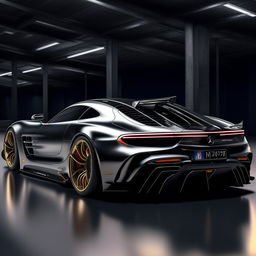 An impactful 8K resolution, 1080HP picture quality rendering of a luxurious Mercedes supercar as imagined by Mansory. The image combines superior luxury, sleek design, and unmatched performance.